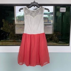 Lace top two tone mini dress